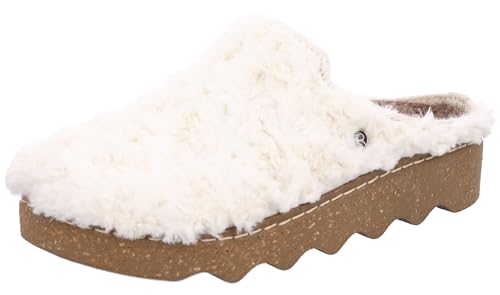 Rohde Damen Clog Pantolette Textil Plüsch flauschig weich bequem Foggia-D 6118, Größe:41 EU, Farbe:Weiß von Rohde