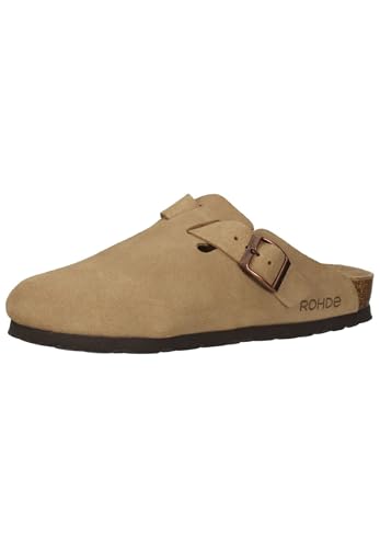 Rohde Sunnys No15 Clogs Damen Hausschuhe Pantolette Leder 6071 Camel, Schuhgröße:43 EU von Rohde