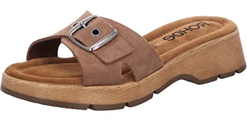 Rohde Damen Clogs Pantoletten Keilabsatz Licata 6260, Größe:37 EU, Farbe:Beige von Rohde