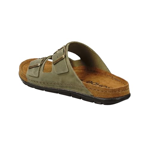 Rohde Herren, Männer, Klassische Sandalen, Sandalen,Pantoletten,Sommerschuhe,Hausschuhe,Leder-fußbett,Olive,40 EU / 6.5 UK von Rohde