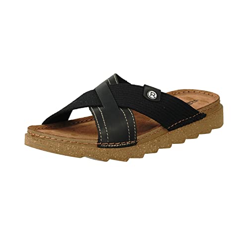 Rohde Herren, Männer, Klassische Sandalen, Sandalen,Pantoletten,Sommerschuhe,Hausschuhe,Leder-fußbett,SCHWARZ,42 EU / 8 UK von Rohde