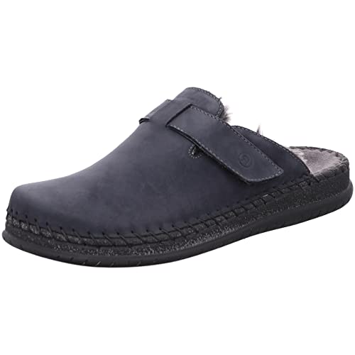 Rohde Herren Pantoffel Hausschuh Leder Warmfutter Alassio 6790, Größe:45 EU, Farbe:Blau von Rohde