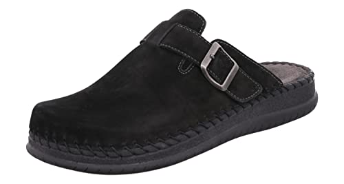 Rohde Herren Pantoffel Clog Nubuk Leder Schnalle Alassio 6794, Größe:45 EU, Farbe:Schwarz von Rohde