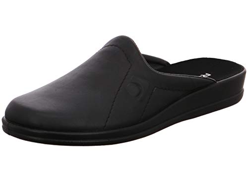 Rohde Herren Hausschuhe Pantoffeln Leder Lekeberg 1558-90, Größe:45 EU, Farbe:Schwarz von Rohde