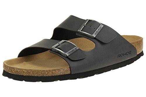 Rohde Herren Männer Sandale Pantolette Zweiriemer Hausschuhe 5920 grau, Schuhgröße:43 EU von Rohde