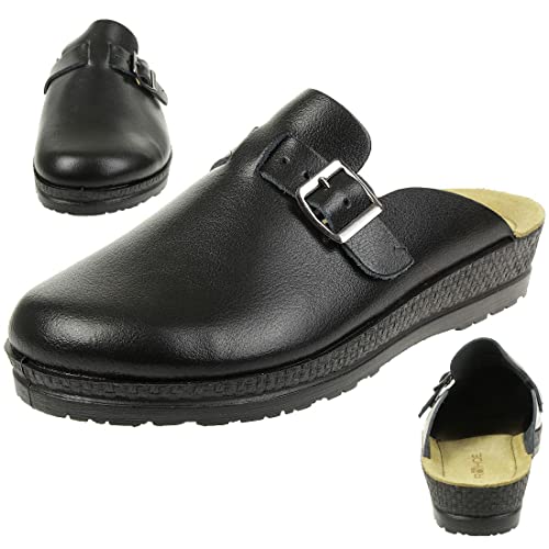 Rohde 1511 Neustadt-H Schuhe Herren Sandalen Pantoletten Leder Clogs, Größe:43 EU, Farbe:Schwarz von Rohde