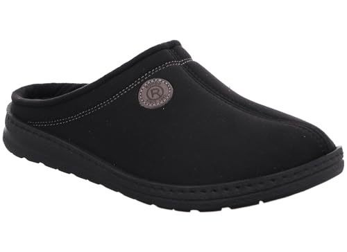 Rohde Herren Pantoffel Hausschuh warm gefüttert Wechselfußbett Asiago 7141, Größe:44 EU, Farbe:Schwarz von Rohde