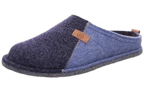 Rohde Herren Pantoffel Wollfilz Hausschuh Lucca-H 6942, Größe:45 EU, Farbe:Blau von Rohde