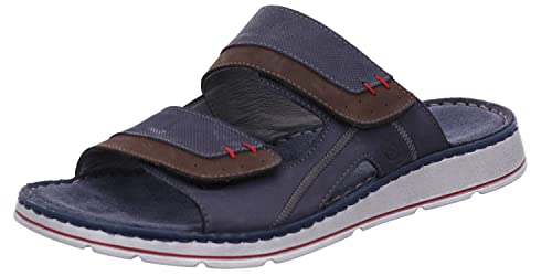 Rohde Herren Pantoletten Clogs Leder Klettverschluss Brunello 5984, Größe:45 EU, Farbe:Blau von Rohde