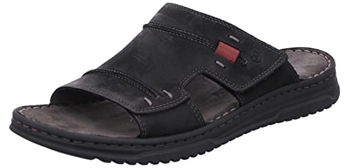 Rohde Herren Pantoletten Leder Clogs Klettverschluss Alghero 6252, Größe:45 EU, Farbe:Schwarz von Rohde