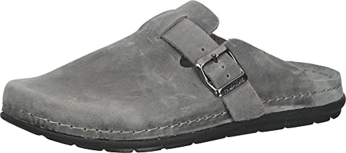 Rohde Herren Hausschuhe Pantoffeln Leder Rodigo-H 6743, Größe:45 EU, Farbe:Grau von Rohde