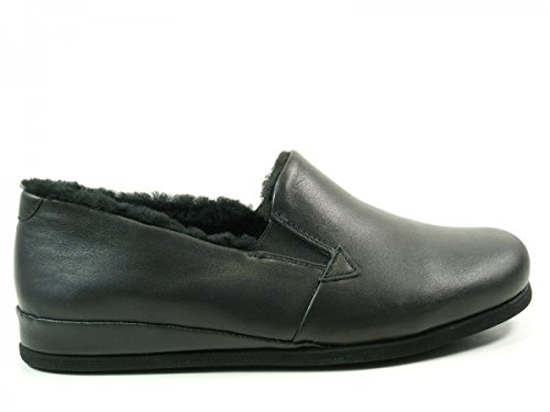 Rohde 6420 Viborg Herren Hausschuhe Leder Lammfell, Größe:42 EU, Farbe:Schwarz von Rohde