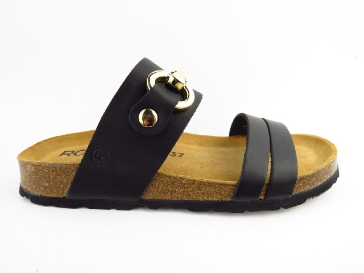 Rohde Leder schwarz Kette gold Pantolette von Rohde