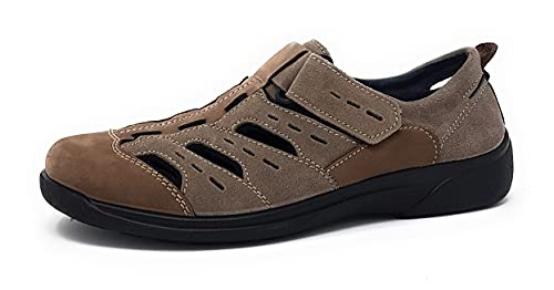 Rohde Herren Halbschuhe Slipper Leder Klettverschluss Rostock 1235, Größe:47 EU, Farbe:Beige von Rohde