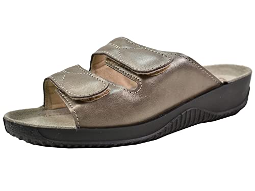 Rohde Soltau-40 1940 Damen Sandalen Pantoletten Clogs Weite F 1/2 Leder, Größe:39 EU, Farbe:Gold von Rohde