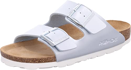 Rohde Damen Schuhe Pantoletten Clogs Perlato Schnalle Alba 5653, Größe:38 EU, Farbe:Blau von Rohde