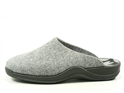 Rohde 2309 Vaasa-D Schuhe Damen Hausschuhe Pantoffeln Filz Weite G, Größe:39 EU, Farbe:Grau von Rohde