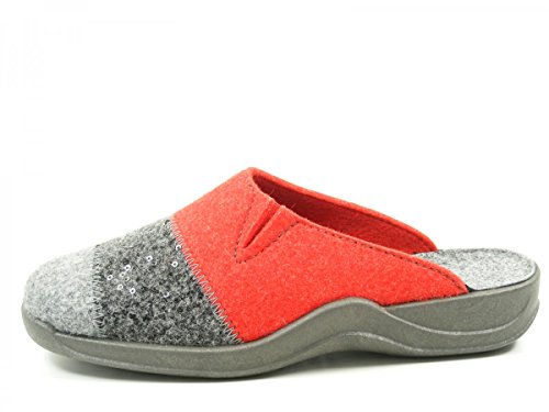 Rohde 2302 Vaasa-D Schuhe Damen Hausschuhe Pantoffeln Filz Weite G, Größe:40 EU, Farbe:Grau von Rohde