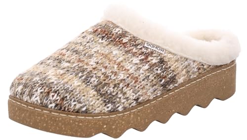 Rohde Damen Clog Warmfutter Pantolette Textil Strickoptik kuschelig Foggia-D 6116, Größe:40 EU, Farbe:Beige von Rohde