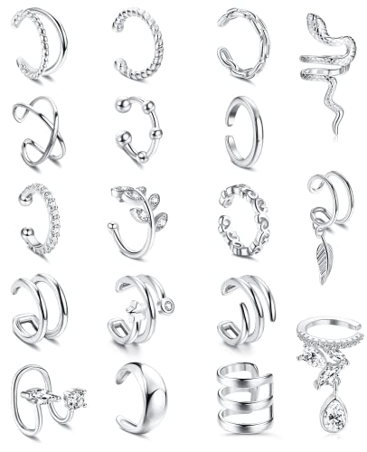 Roheafer 18PCS Gold/Silber Ear Cuff für Damen, Ohrclips Ohne Ohrlöchernicht Durchdringend für Mädchen, verstellbare Ohrmanschetten-Ohrringe, Clip auf Knorpelspirale, Ohrschmuck-Set von Roheafer