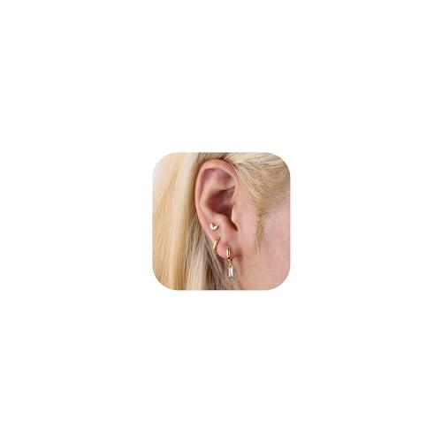 Roheafer 3 Paar Ohrringe Silber 925 für Damen Mädchen Hypoallergen14K Vergoldet Ohrstecker Silber Ohrringe Hängend Zirkonia Schmetterling Kreisen Ohrringe Set für Mehrere Piercings von Roheafer