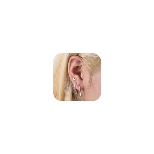 Roheafer 3 Paar Ohrringe Silber 925 für Damen Mädchen Hypoallergen14K Vergoldet Ohrstecker Silber Ohrringe Hängend Zirkonia silbrig Schmetterling Ohrringe Set für Mehrere Piercings von Roheafer