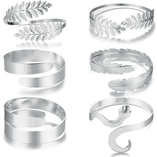 Roheafer 6 Armstulpen Gold/Silber für Frauen, verstellbare Armbänder, für den Arm, griechische Armbänder für den Arm, Schmuck für Minimalisten, 8cm, Metall Silber von Roheafer