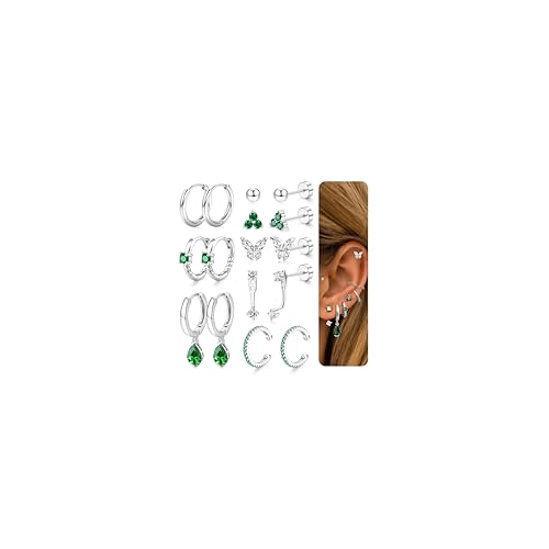 Roheafer 8 Paar Gold Ohrringe Set für Damen Hypoallergene 316L Chirurgenstahl Medizinische Ohrstecker Flacher 14K Vergoldet Stecker Cartilage Ohrringe von Roheafer