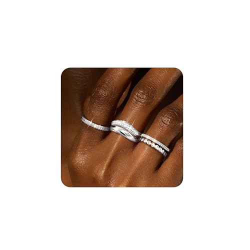 Roheafer Goldringe für Damen 14K Vergoldete Stapelringe Zirkonia Daumen Ring Set Aussage klobig Band Ringe Wasserfeste Ringe Versprechen Engagement Ringe-S9 von Roheafer