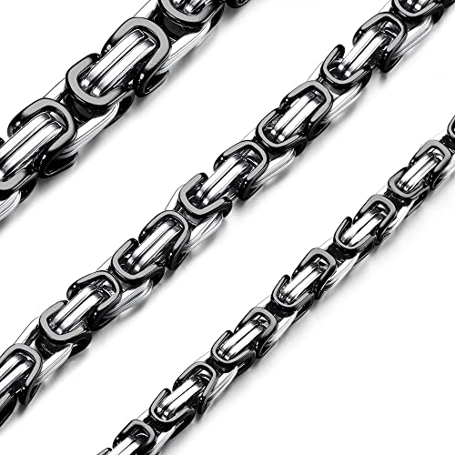 Roheafer Königskette Silber/Schwarze Ketten für Herren 4/6/8MM Edelstahl Dicke Schwere Kette Hip Hop Schmuck für Männer 51-76 Halskette von Roheafer