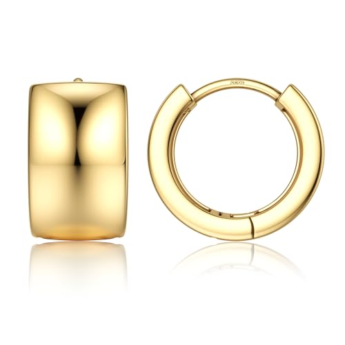 Roheafer Silber 925 Creolen Ohrringe Damen, 14K Vergoldete Kleine Klobige Ohrringe Hypoallergen Ohrring Mini Dicke Creolen Huggie Ohrring(Chunky-G) von Roheafer