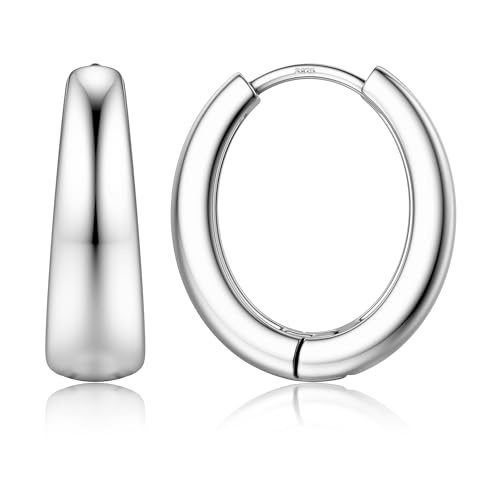 Roheafer Silber 925 Creolen Ohrringe Damen, 14K Vergoldete Kleine Klobige Ohrringe Hypoallergen Ohrring Mini Dicke Creolen Huggie Ohrring(Teardrop-S) von Roheafer