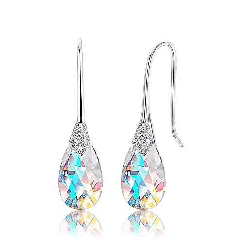 Roheafer Teardrop Tropfen Ohrringe für Damen Haken Aurora Kristall 18K Platin Plattiert Ohrringe, Kristall aus Österreich, Braut Hochzeit Schmuck Ohrringe von Roheafer