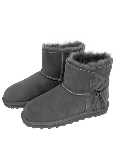 Rohn Moden Lammfell Boots Stockholm für Damen, Winterstiefel echtes Schaffell, warme Schneeschuhe mit EVA-Sohle in grau (grau, EU Schuhgrößensystem, Erwachsene, Damen, Numerisch, M, 40) von Rohn Moden