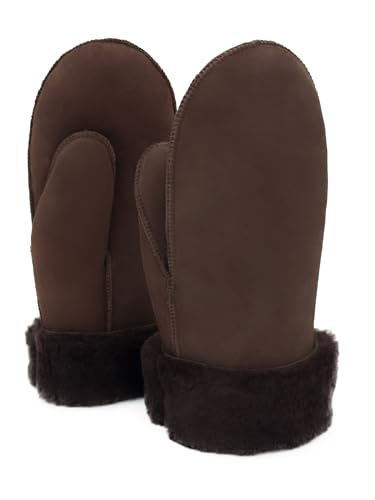 Rohn Moden Lammfell Handschuhe Nepal braun echtes Lammfell für Damen und Herren, Fäustlinge, Fausthandschuhe in Premiumqualität aus mongolischem Lammfell von Rohn Moden