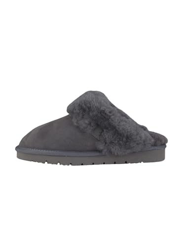 Rohn Lammfell Pantoffel Slipper Talea, Hausschuhe für Damen aus echtem Fell in Premiumqualität (36 EU, grau, numeric_36) von Rohn Moden