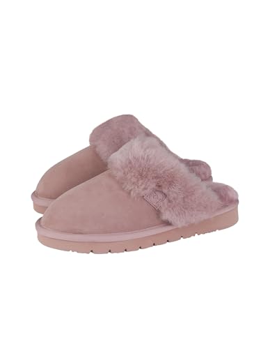 Rohn Moden Lammfell Hausschuhe Talea für Damen, echt Schaffell Pantoffel, atmungsaktive Pantoletten, Slipper mit fester EVA-Sohle in Premiumqualität, Schlappen in rose (numeric_36) von Rohn Moden