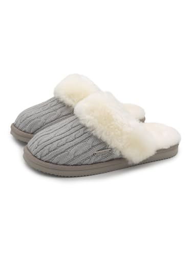 Rohn Moden Alpaka Hausschuhe Peru aus echtem Alpaka Fell, Pantoffel aus luxuriöser Alpaka Wolle, edle Slipper für Damen in grau (grau, EU Schuhgrößensystem, Erwachsene, Numerisch, M, 42) von Rohn Moden
