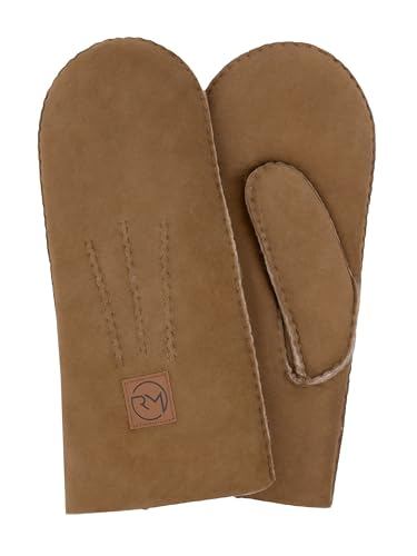 Rohn Moden Lammfell Handschuhe Arber echtes Merinolamm für Damen und Herren, Fäustlinge, Fausthandschuhe in Premiumqualität aus spanischem Merino camel Größe 10 von Rohn Moden