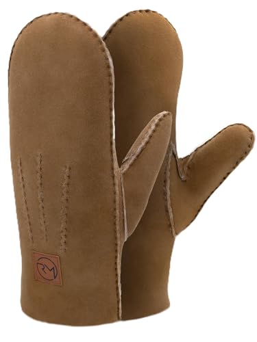 Rohn Moden Lammfell Handschuhe Arber echtes Merinolamm für Damen und Herren, Fäustlinge, Fausthandschuhe in Premiumqualität aus spanischem Merino camel 7 von Rohn Moden