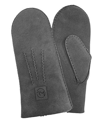 Rohn Moden Lammfell Handschuhe Arber echtes Merinolamm für Damen und Herren, Fäustlinge, Fausthandschuhe in Premiumqualität aus spanischem Merino grau Größe 9 von Rohn Moden