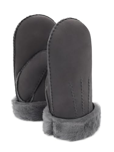 Rohn Moden Lammfell Handschuhe Arber echtes Merinolamm für Damen und Herren, Fäustlinge, Fausthandschuhe in Premiumqualität aus spanischem Merino grau Größe 8 von Rohn Moden