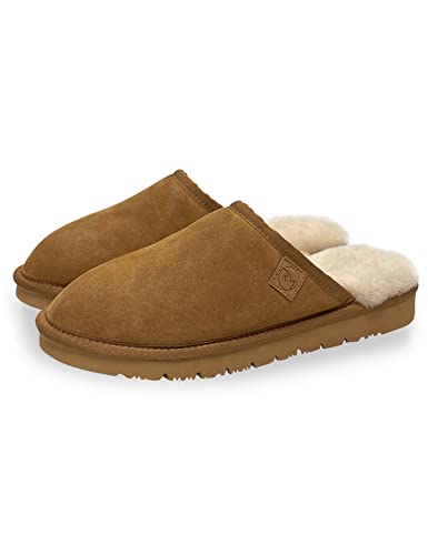 Rohn Moden Lammfell Hausschuhe Loisl für Herren, echt Schaffell Pantoffel mit EVA-Sohle in top Qualität, Schlappen in braun (numeric_46) von Rohn Moden