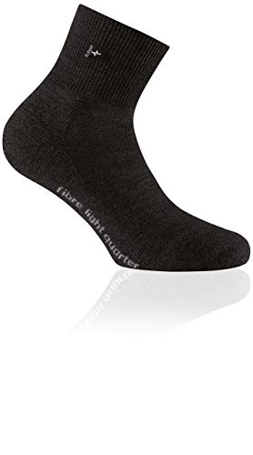 Rohner Fibre Light Quarter Schwarz - Merino Funktionelle komfortable Outdoorsocken, Größe EU 36-38 - Farbe Schwarz von Rohner Socken