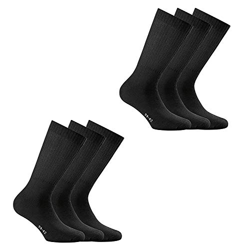 Rohner Basic Sport Socken 6 PAAR, Unisex Tennissocken (35-38, Schwarz) von Rohner