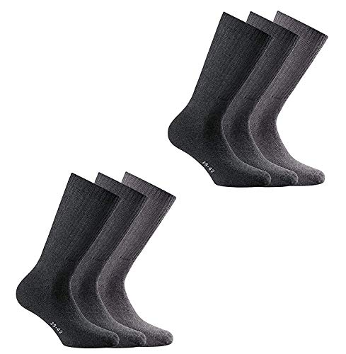 Rohner Basic Sport Socken 6 PAAR, Unisex Tennissocken (39-42, Hellgrau/Grau/Dunkelgrau) von Rohner