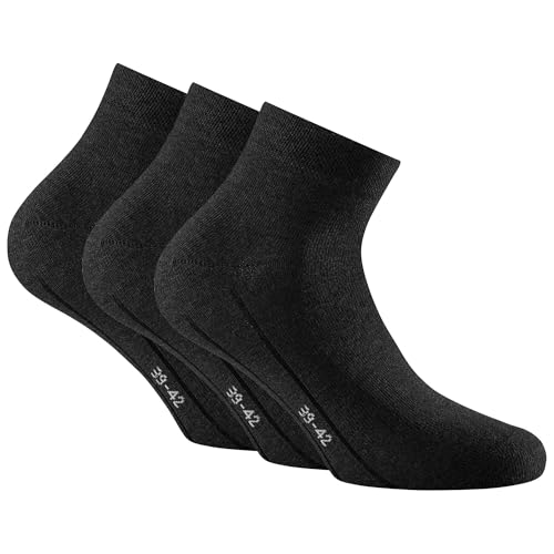 Rohner Basic Unisex Quarter Socken, 3er Pack - Sneaker Plus, Baumwolle Schwarz 39-42 von Rohner