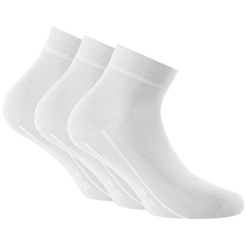 Rohner Basic Unisex Quarter Socken, 3er Pack - Sneaker Plus, Baumwolle Weiß 35-38 von Rohner
