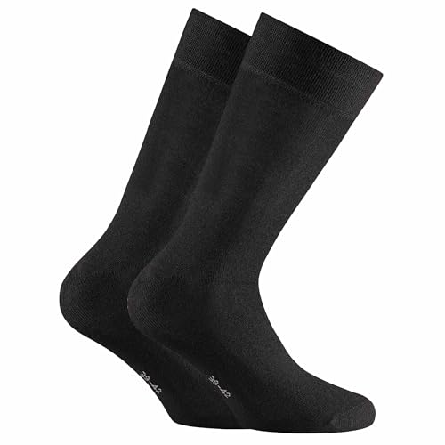 Rohner Basic Unisex Socken, 2er Pack - Bambus, Kurzsocken Schwarz 43-46 von Rohner