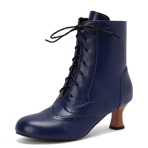 Damen Ankle-High Stiefeletten Jahrgang Victorian Stiefel with Zipper Schnüren Runde Zehen Mediaeval Renaissance Style 70's Outfits Schuhe Blue Size 42 Damen Ankle-High Stiefeletten Jahrgang Victorian Stiefel with Zipper Schnüren Runde Zehen Mediaeval Renaissance Style 70's Outfits Schuhe Blue Size 42 von Roimaash